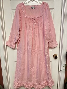 The 1 For U Victorian Pink Nightgown Prairie Cotton Ruffle Hem Cottagecore Sz XL